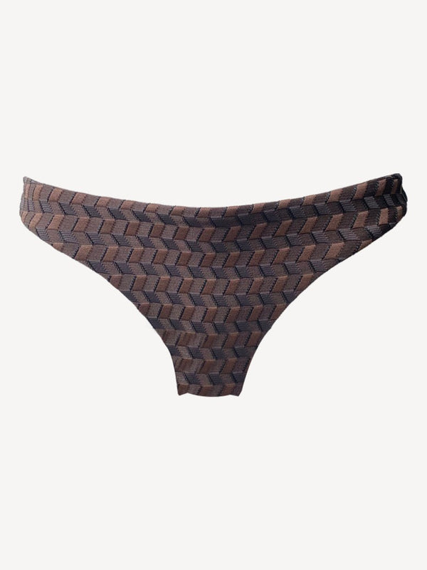 Culotte LISA sans élastique en jacquard coloris Ecorce – Baie Brune, maillot de bain fabriqué en France