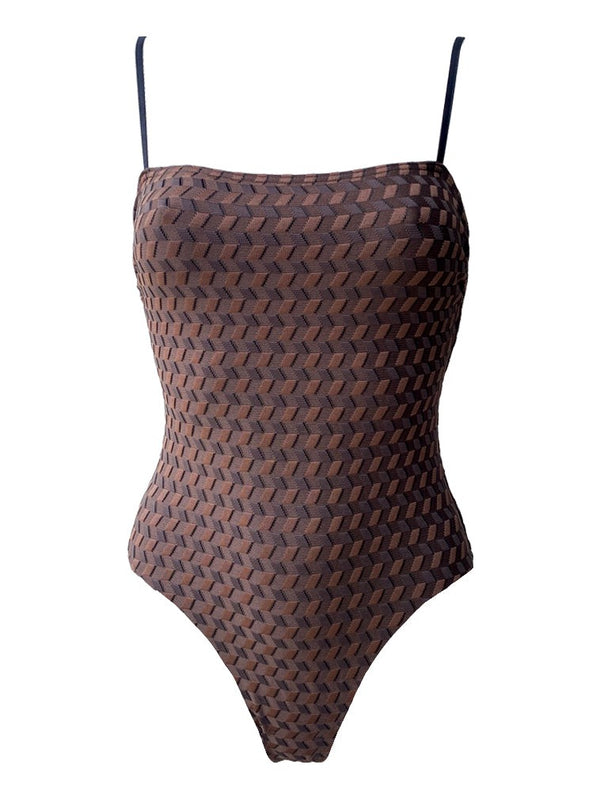 CÉLINE jacquard one-piece swimsuit – Baie Brune, swimwear made in France