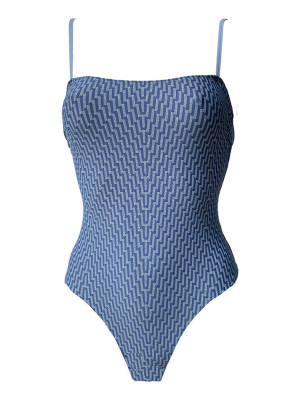 CÉLINE jacquard one-piece swimsuit – Baie Brune, swimwear made in France